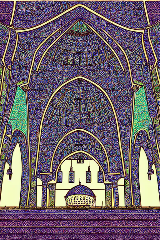 Image similar to mosque in istanbul, illustration, in the style of katinka reinke