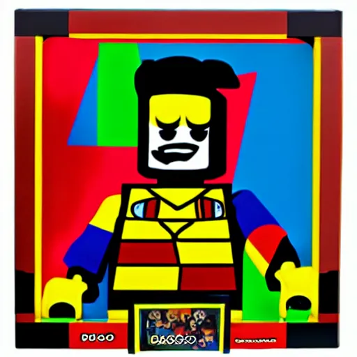 Prompt: pablo picasso lego, activity play centre, plastic, toy, butcher billy style