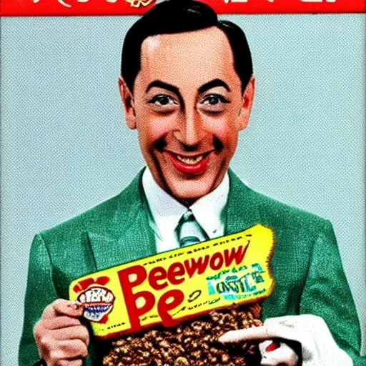 Image similar to peewee herman vintage cereal box, photo