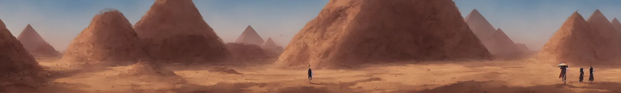 Image similar to egyptian landscape, desert, by studio ghibli and greg rutkowski