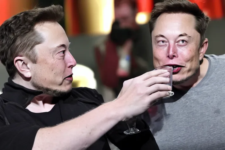 Image similar to elon musk drinking acid