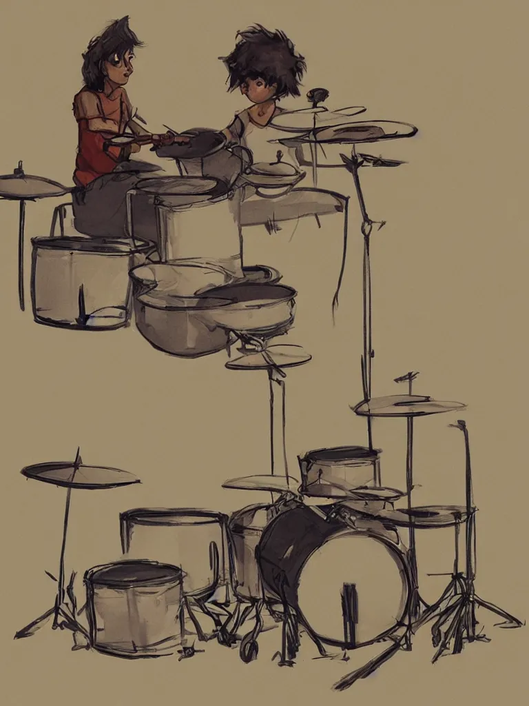 Prompt: playing the drums by disney concept artists, blunt borders, rule of thirds