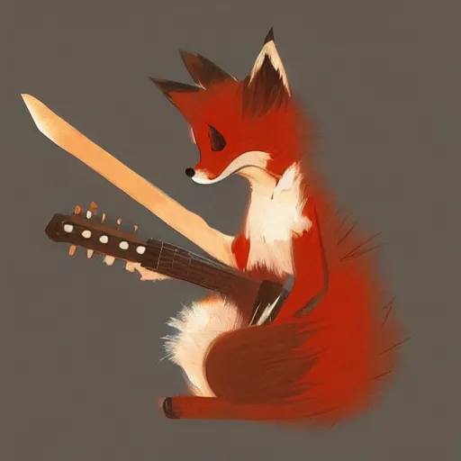 Prompt: anime 🦊 Playing the 🎸 instrument , digital Art, Greg rutkowski, Trending cinematographic artstation