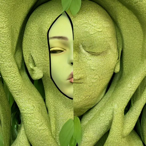 Prompt: human heads growing from plants, 4k, artstation