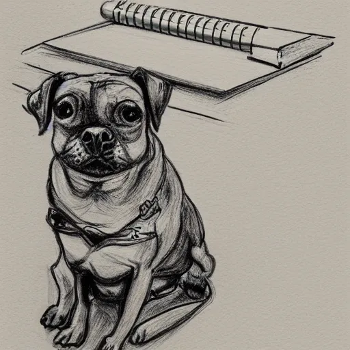 Prompt: a bored dog in a mathematics class, art station