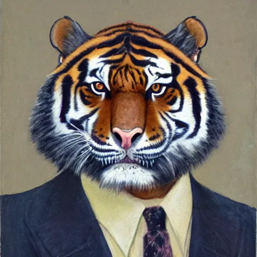 Image similar to a tiger in a suit, caldwell clyde,