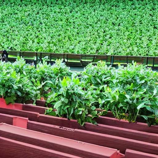 Image similar to spearmint flavored bleachers, with peppermint plants growing all around, as a promotional ad for CERTS mints