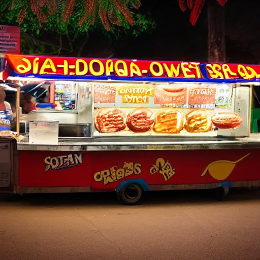 Image similar to hot dog street food stand amateur photography with flash