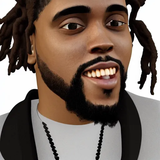 Prompt: 3 d face mesh render of jcole,