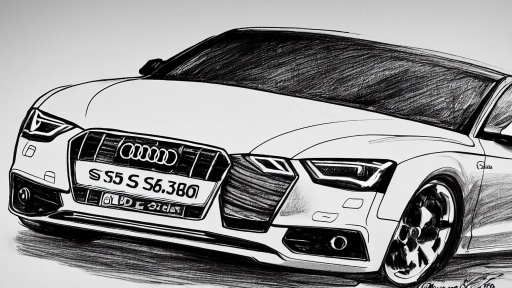 Image similar to a hand - drawn sketch of an audi s 5 sportback.