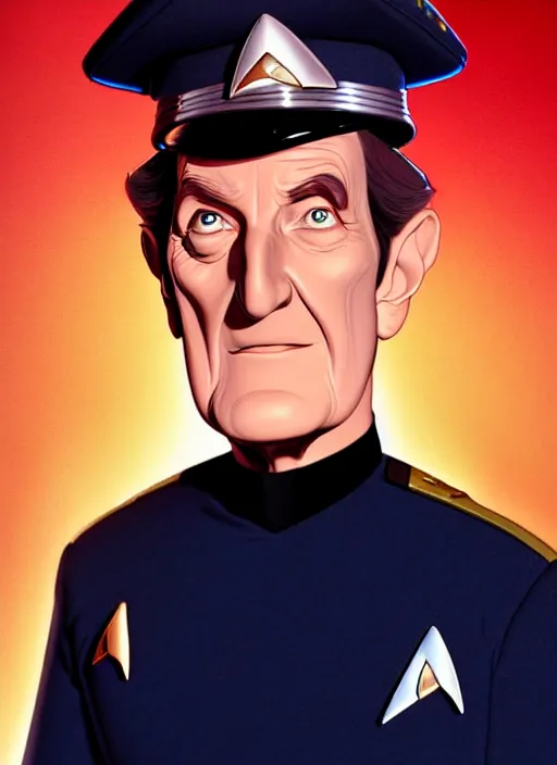 Image similar to cute star trek officer tommy cooper, natural lighting, path traced, highly detailed, high quality, digital painting, by don bluth and ross tran and studio ghibli and alphonse mucha, artgerm