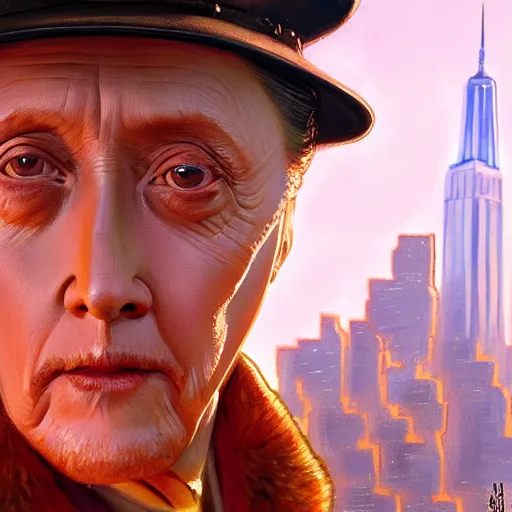 Prompt: Christopher Walken as a NYC hot dog vendor, closeup, D&D, fantasy, intricate, elegant, highly detailed, digital painting, artstation, concept art, matte, sharp focus, illustration, hearthstone, art by Artgerm and Greg Rutkowski and Alphonse Mucha