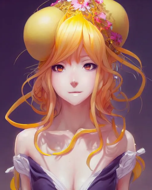 Image similar to character concept art of an anime goddess of lemons | | cute - fine - face, pretty face, realistic shaded perfect face, fine details by stanley artgerm lau, wlop, rossdraws, james jean, andrei riabovitchev, marc simonetti, and sakimichan, tranding on artstation
