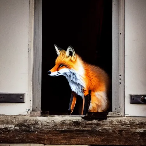 Prompt: fox in the backrooms