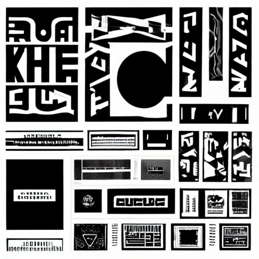 Image similar to black on white stickers graphic design in style of david rudnick, eric hu, guccimaze, acid, y 2 k, 4 k sharpening,