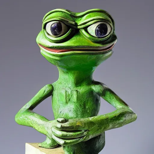 Prompt: a sculpture of pepe the frog by pablo picasso