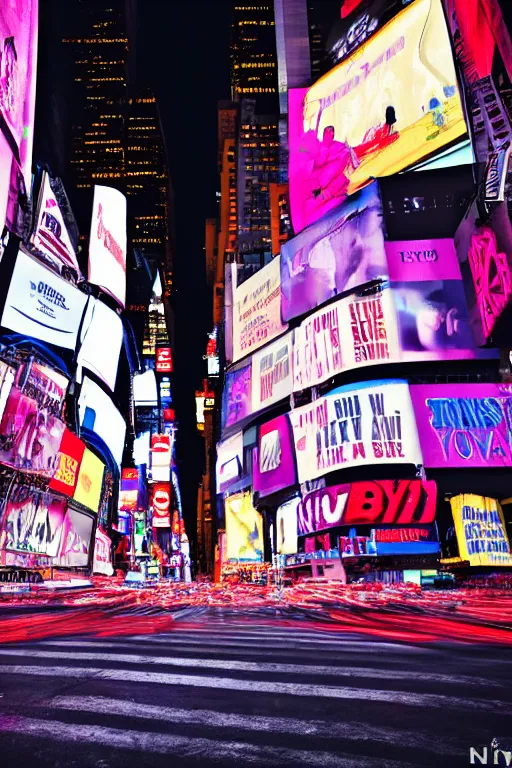 Image similar to neon streets of new york timesquare, 4 k, award winning photo