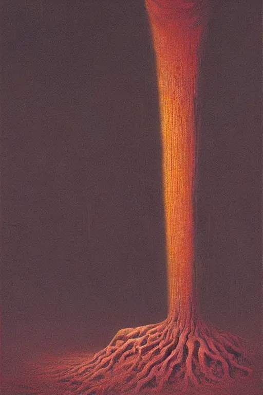 Image similar to something strange in my large banana, by zdzislaw beksinski, by dariusz zawadzki, by wayne barlowe, gothic, surrealism, cosmic horror, lovecraftian, cold hue's, warm tone gradient background, concept art, beautiful composition