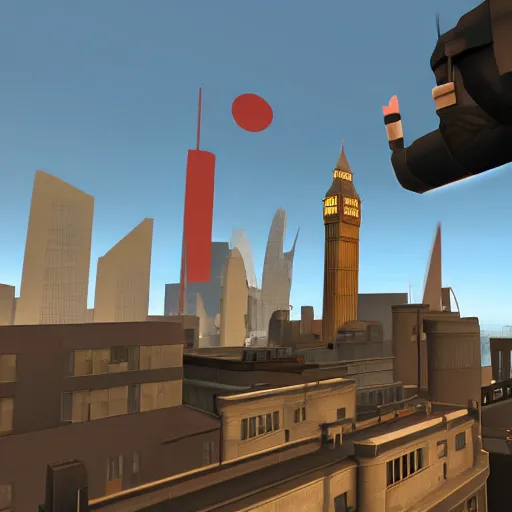 Prompt: London skyline in team fortress 2