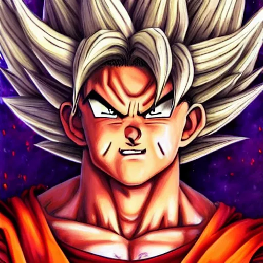 Image similar to beautiful hyperrealistic detailed matte portrait painting of goku, by andreas rocha and john howe, and martin johnson