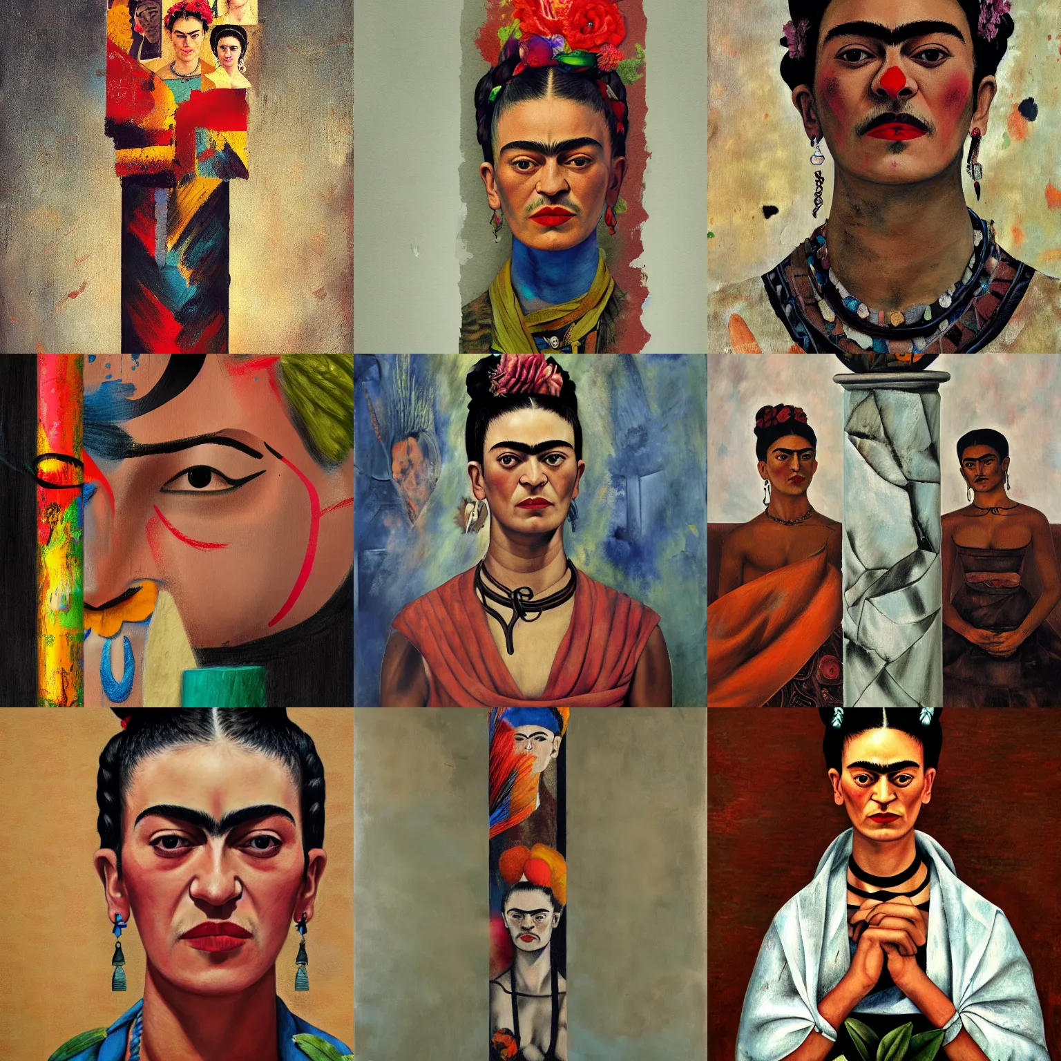 Prompt: broken column painting by frida kahlo, ultradetailed, artstation, 4 k