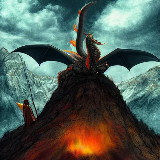 Premium AI Image  Detailed dragon standing menacingly on cliff