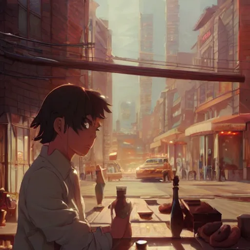 Image similar to a movie shootout scene, everything is doughnuts, perfect shading, atmospheric lighting, by makoto shinkai, stanley artgerm lau, wlop, rossdraws