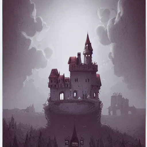 Image similar to A beautiful drawing of a castle in the clouds. instruction manual by Anton Fadeev, by John Kenn Mortensen graceful