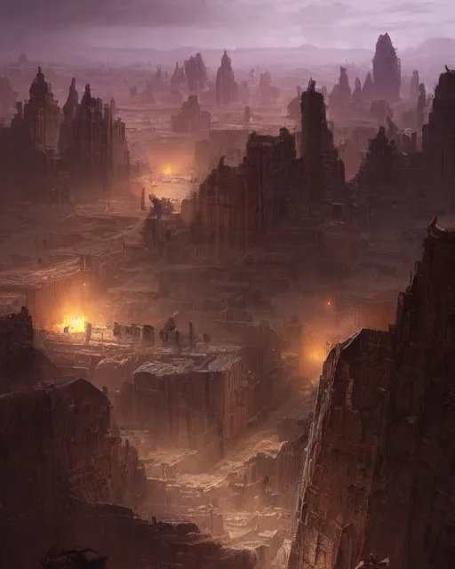 Prompt: the ivore fields, city of sand, a trading center used by the ancient tribes, dangerous place, environment art, fantasy art, landscape art, in the style of greg rutkowski, illustration, epic, fantasy, intricate, hyper detailed, artstation, concept art, smooth, sharp focus, ray tracing