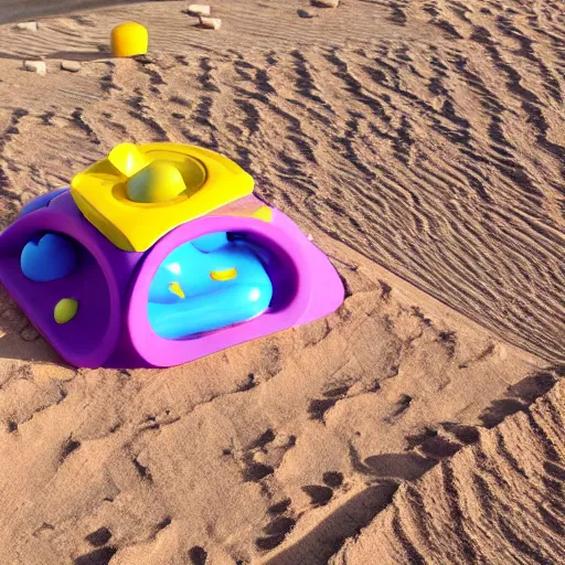 Image similar to baby toy shape building in the dessert, big scale