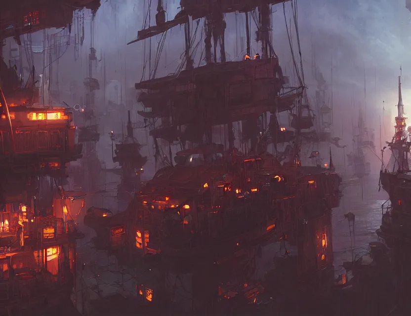 Prompt: pirates in a cyberpunk themed ship unreal render cinematic lighting art by bussiere rutkowski andreas rocha