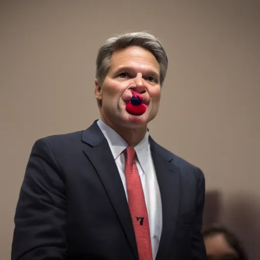 Image similar to fbi director Christopher wray as a clown, photo 55mm, f/1.3