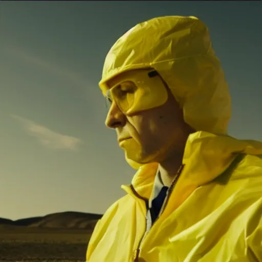 Prompt: clean shaven mateusz morawiecki in a still from the show breaking bad, 4 k, high quality, very mateusz morawiecki, desert, slight yellow hue