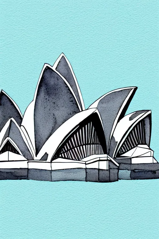 Prompt: minimalist watercolor art of sydney opera, illustration, vector art