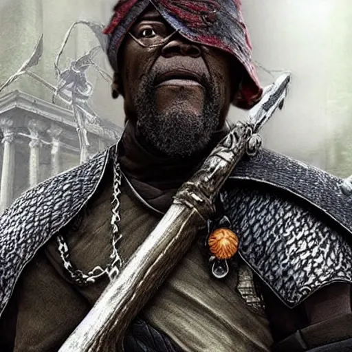 Prompt: Samuel L. Jackson as a Dark Souls character