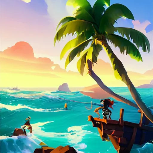 Image similar to painting treasure on sea of thieves game smooth median photoshop filter cutout vector, behance hd by jesper ejsing, by rhads, makoto shinkai and lois van baarle, ilya kuvshinov, rossdraws global illumination