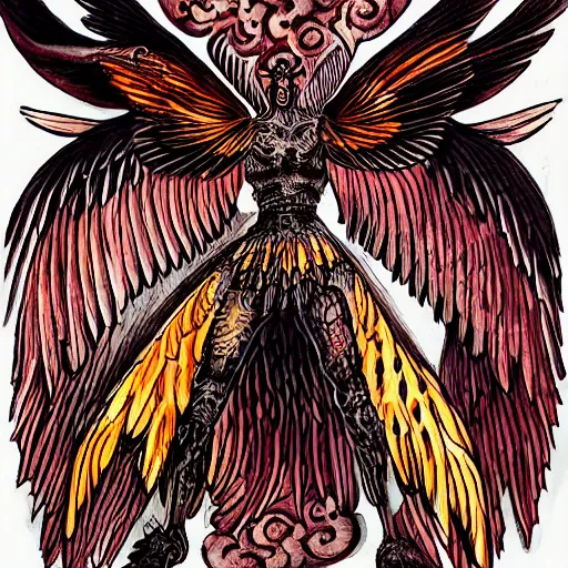 Prompt: seraphim with 6 wings covered in eyes