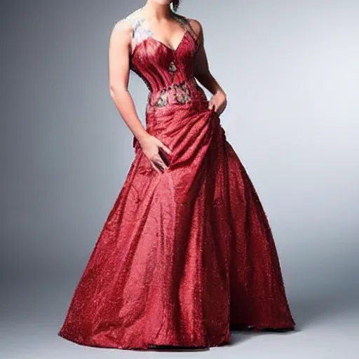 Image similar to A very handsome young man is modeling a beauful and elegant prom dress, made to fit a male body, masculine pose.