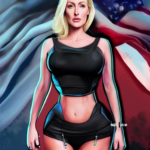 Prompt: lindsey pelas as gillian anderson the president of united states digital painting artstation concept art sharp focus illustration art by artgerm h 7 0 4