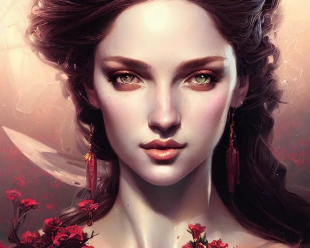Image similar to portrait of a seductive and powerful aphrodite, detailed intricate illustration, detailed illustration, hd, 4 k, digital art, overdetailed art, by greg rutkowski, by loish, complementing colors, trending on artstation, deviantart