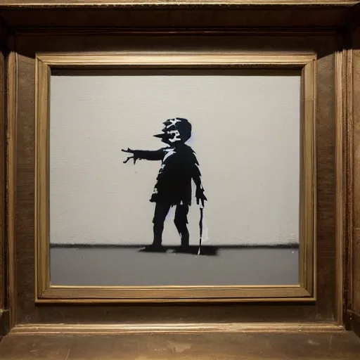 Image similar to A photograph of a Banksy painting