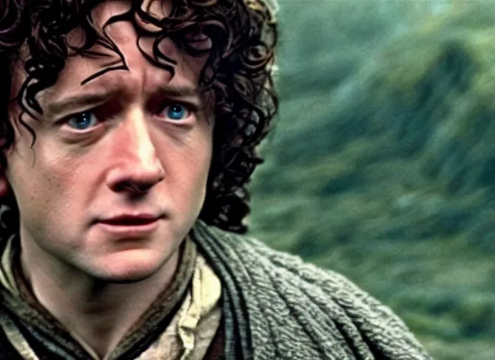 Image similar to film still of bernie sanders as frodo in lord of the rings movie, 8 k