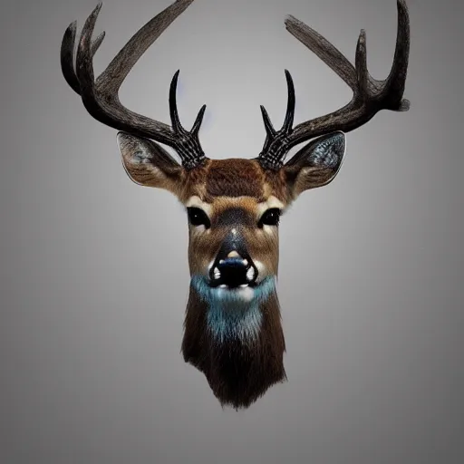 Image similar to a calming image of a deer. deer portrait. low poly. symmetric. stunning. trending on artstation