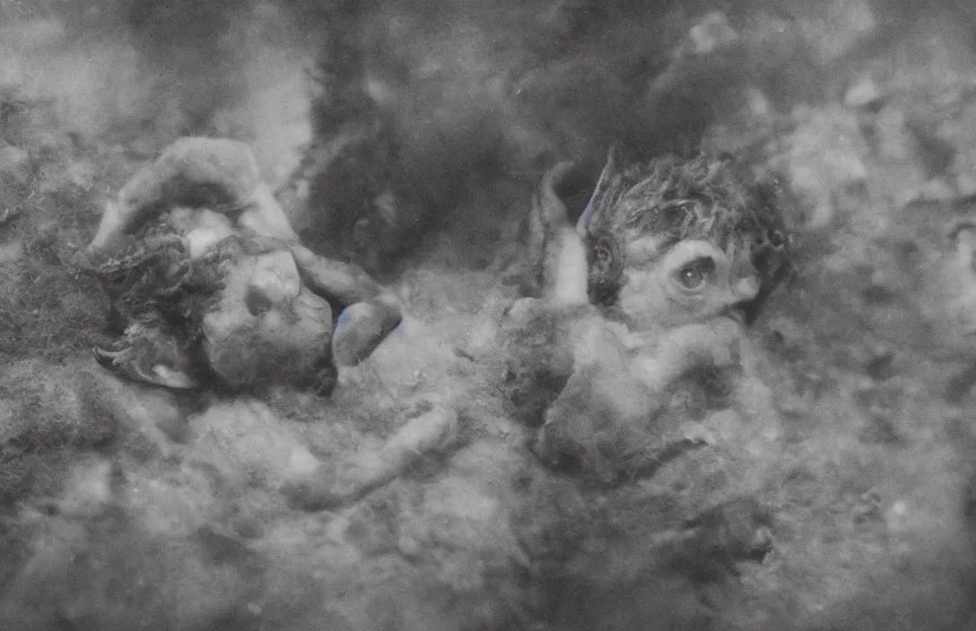 Image similar to a jocund baby faun intact flawless ambrotype from 4 k criterion collection remastered cinematography gory horror film, ominous lighting, evil theme wow photo realistic postprocessing luxury salt tank aquarium imbued with a veiled mysticism render by christopher soukup directed by kurosawa