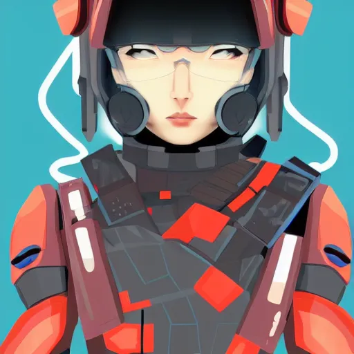 Prompt: japanese cyber soldier 2064 by Pi-Slices and Kidmograph, beautiful digital illustration