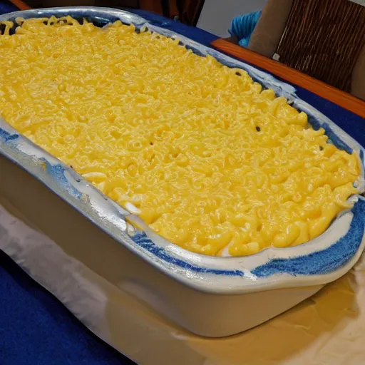 Prompt: On the flat earth, the oceans are prevented from falling off the edge by a giant wall made of macaroni and cheese.