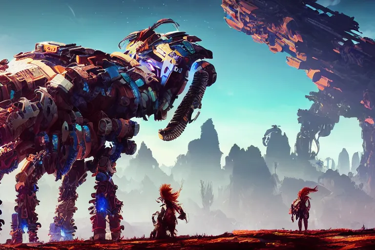 Image similar to bristleback machine mecanical creature robot of horizon forbidden west horizon zero dawn bioluminiscence global illumination ray tracing hdr fanart arstation by ian pesty and alena aenami artworks in 4 k