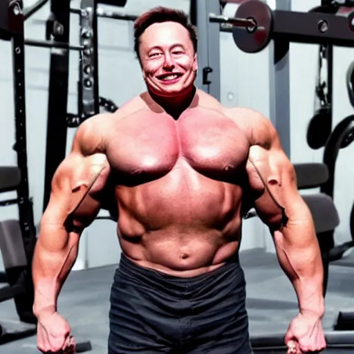 Image similar to elon musk as a muscular bodybuilder