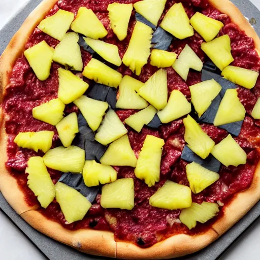 Image similar to dog shaped pineapple toppings on a pizza