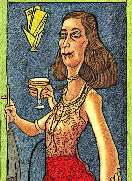 Image similar to Igor Bogdonoff caricature in Thoth tarot deck, style of Lady Frieda Harris,